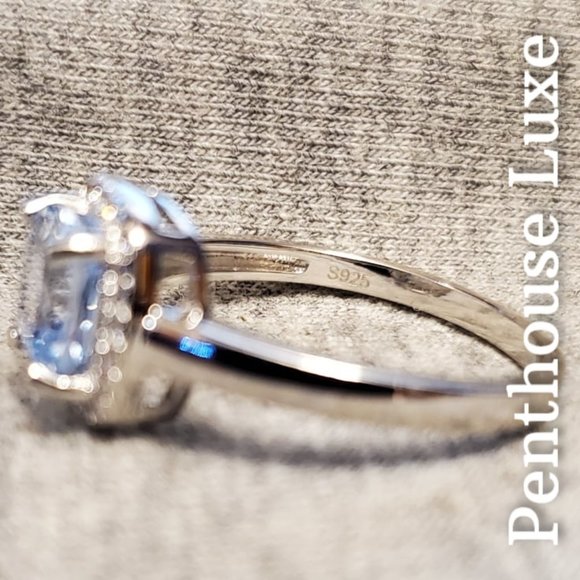 SOLID 925 Sterling Silver Aquamarine Halo Ring - Picture 3 of 5